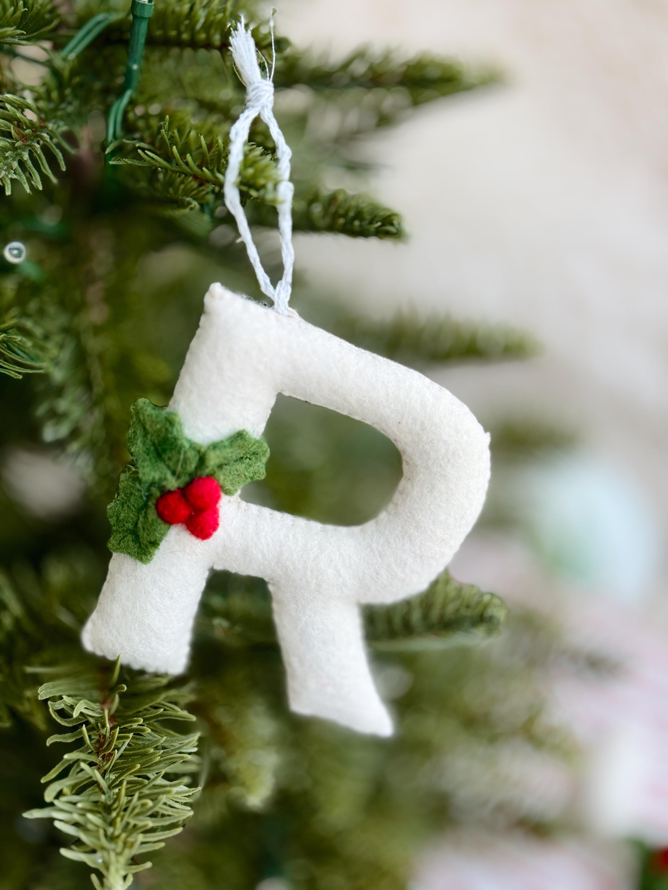 Initial Ornament, Handmade Felt Ornaments, Personalized Stocking Tags, Stocking Stuffers For Teens