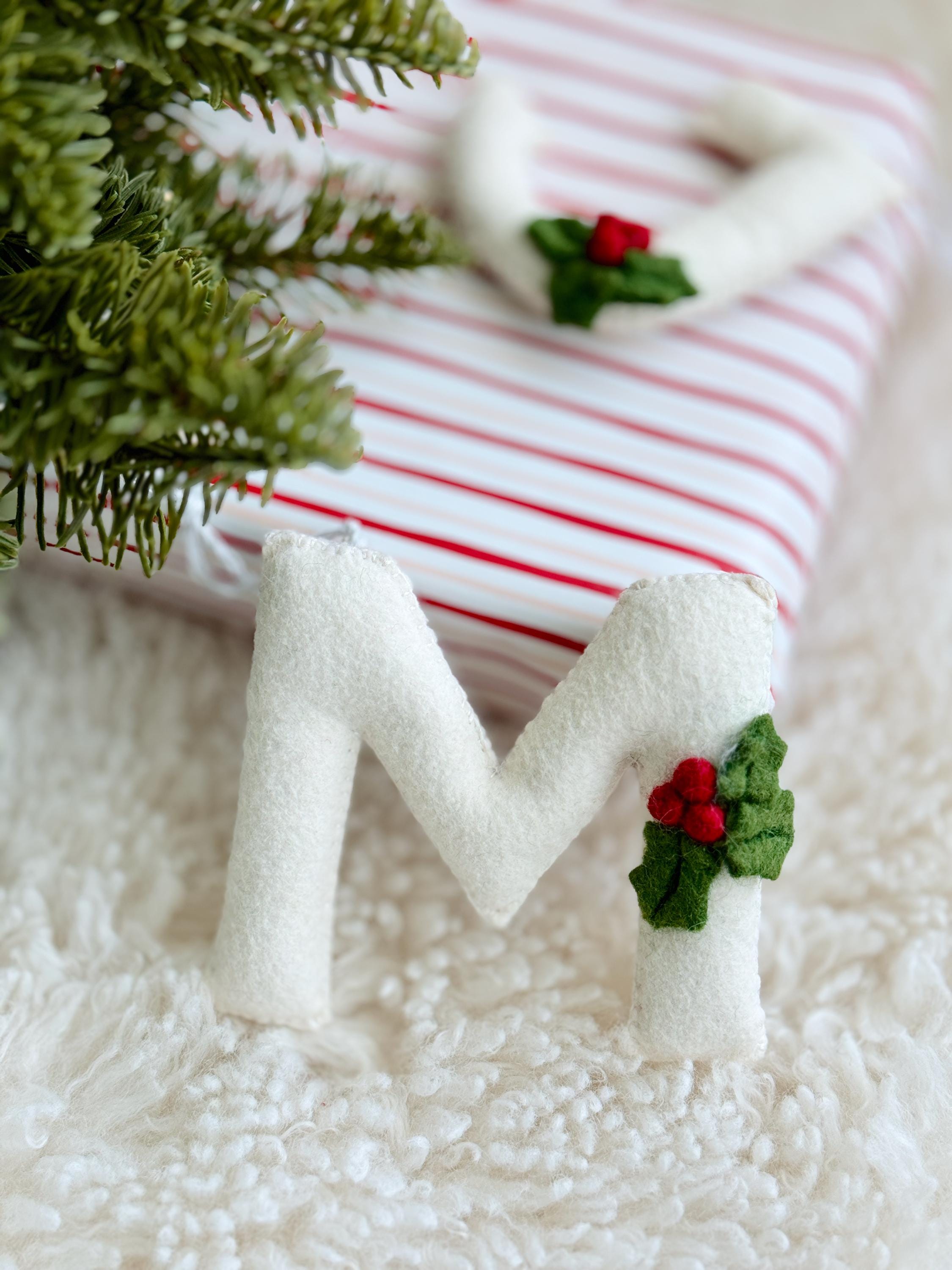Initial Ornament, Handmade Felt Ornaments, Personalized Stocking Tags, Stocking Stuffers For Teens