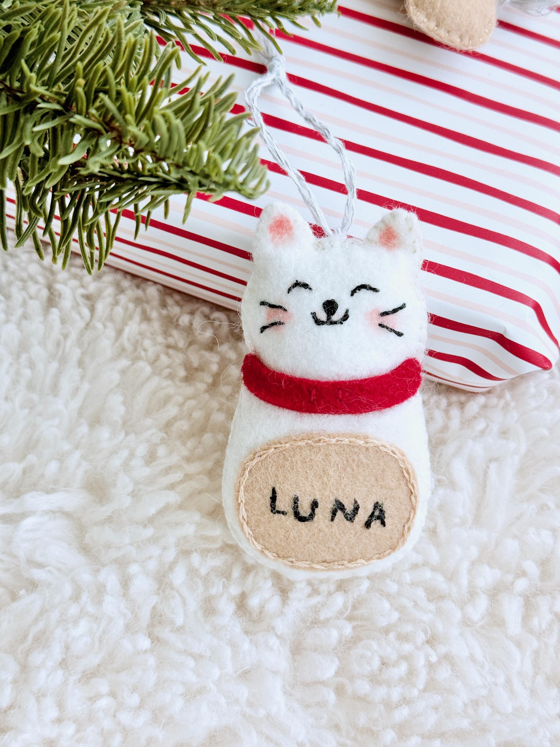 Custom Cat Ornament, Personalized Cat Memorial Ornament, Felt Christmas Tree Decorations, Pet Loss Gifts, Cat Mom Gifts