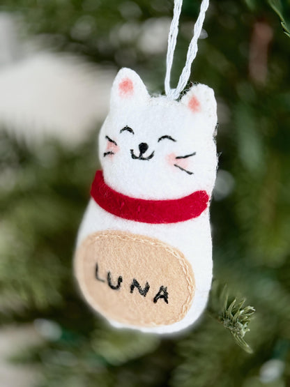 Custom Cat Ornament, Personalized Cat Memorial Ornament, Felt Christmas Tree Decorations, Pet Loss Gifts, Cat Mom Gifts