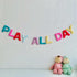 Playroom Sign, Rainbow Felt Garland featuring Felt letters "Play all day"