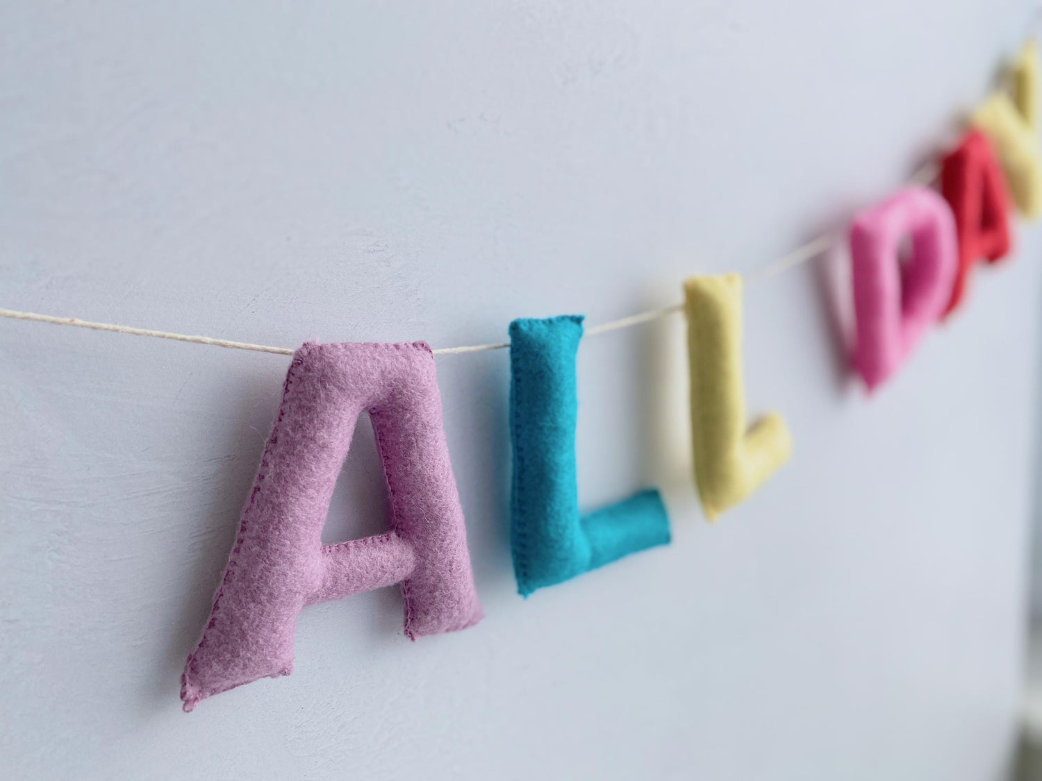 Playroom Sign, Rainbow Felt Garland, Playroom Wall Decor, Play All Day Sign