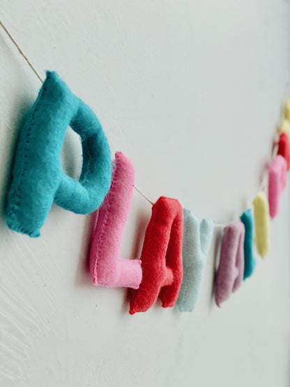 Playroom Sign, Rainbow Felt Garland, Playroom Wall Decor, Play All Day Sign