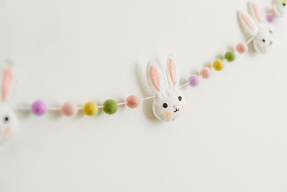Easter Garland, Bunny Garland, Pastel Rainbow Felt Garland, Spring Banner, Easter mantel decor