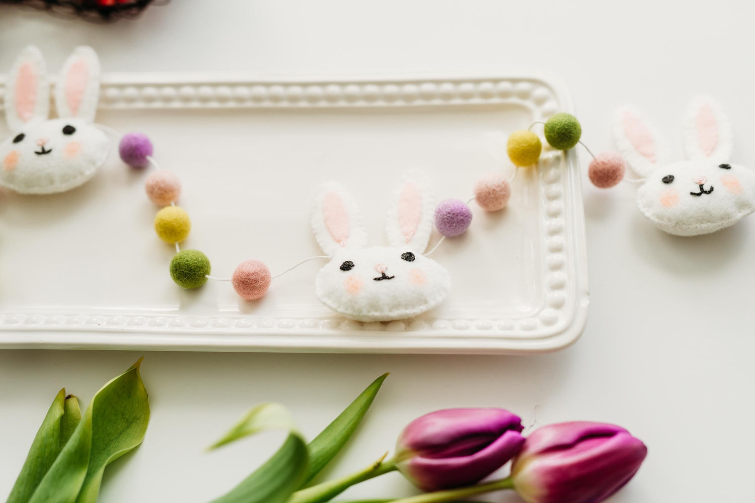 Easter Garland, Bunny Garland, Pastel Rainbow Felt Garland, Spring Banner, Easter mantel decor