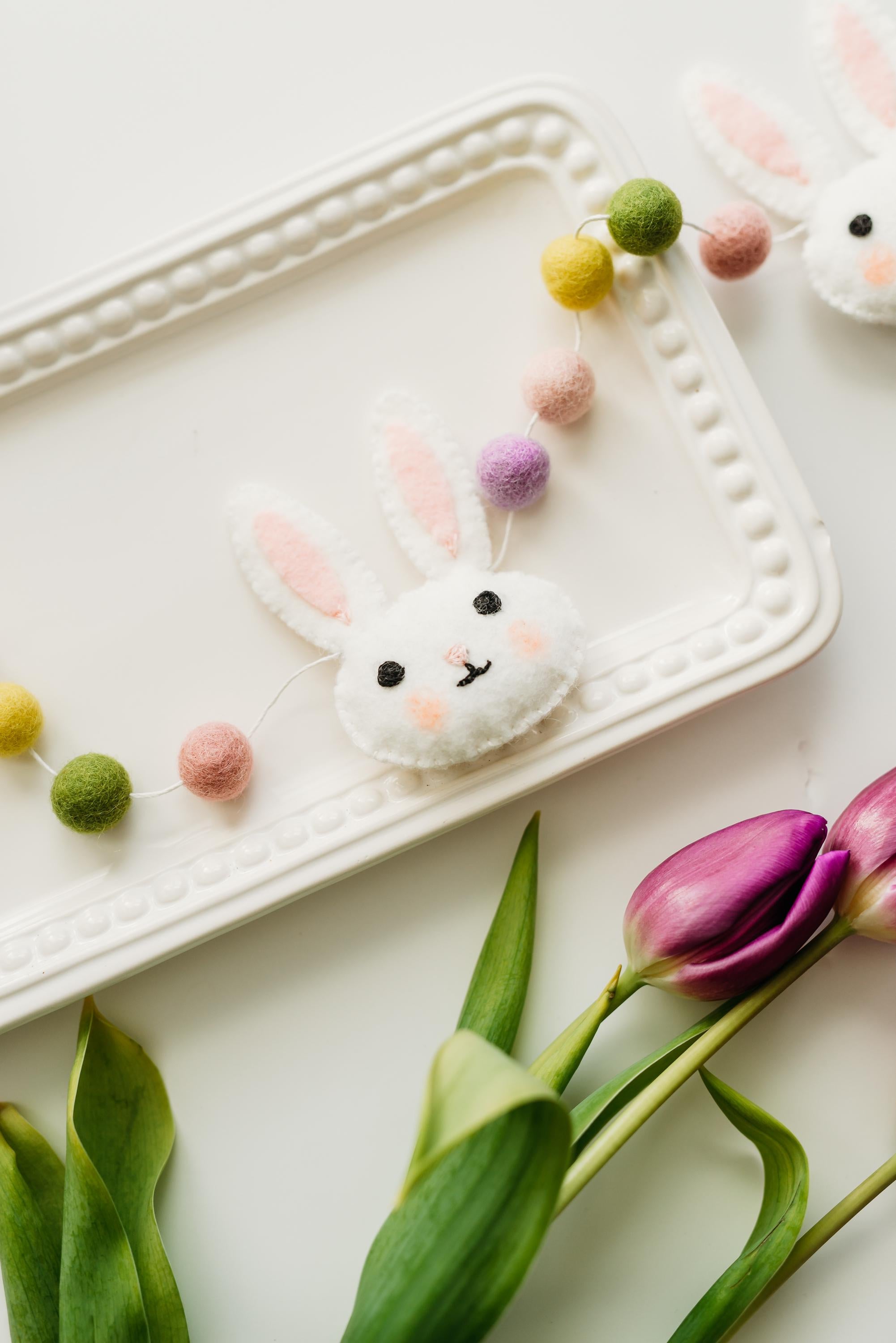 Easter Garland, Bunny Garland, Pastel Rainbow Felt Garland, Spring Banner, Easter mantel decor