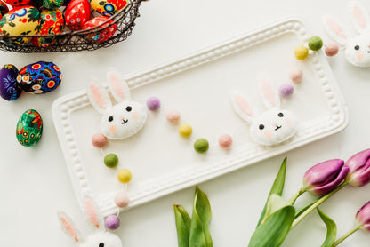 Easter Garland, Bunny Garland, Pastel Rainbow Felt Garland, Spring Banner, Easter mantel decor