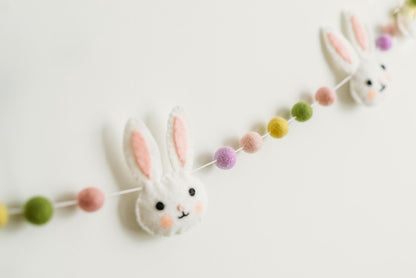 Easter Garland, Bunny Garland, Pastel Rainbow Felt Garland, Spring Banner, Easter mantel decor
