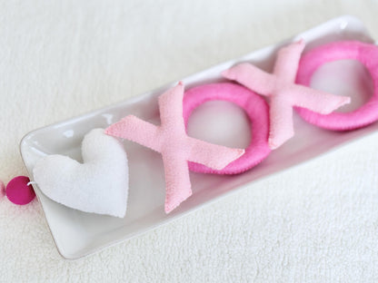 Pink XOXO Felt Letters Valentine Garland : Nursery Bookshelf Decor