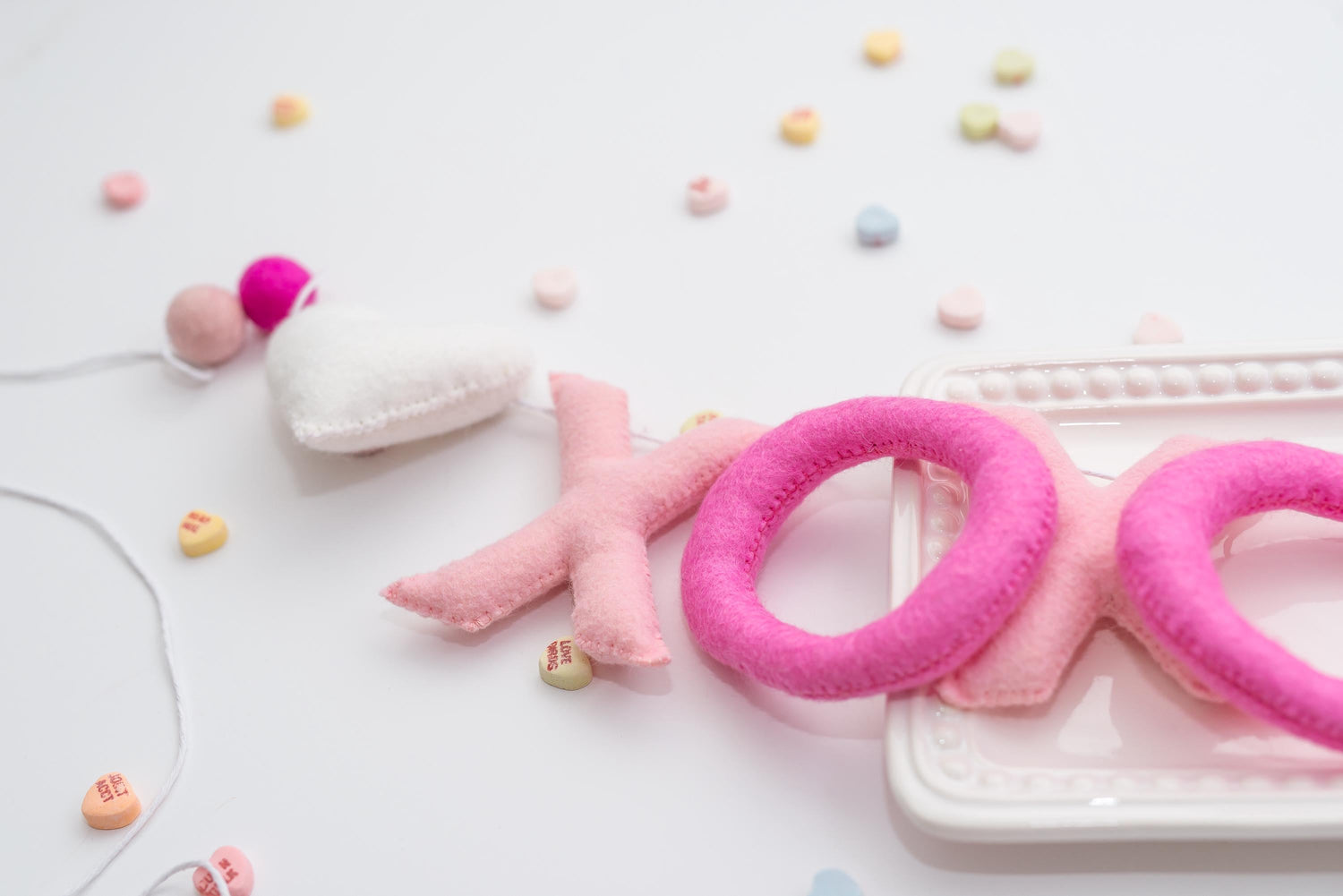 Pink XOXO Felt Letters Valentine Garland : Nursery Bookshelf Decor
