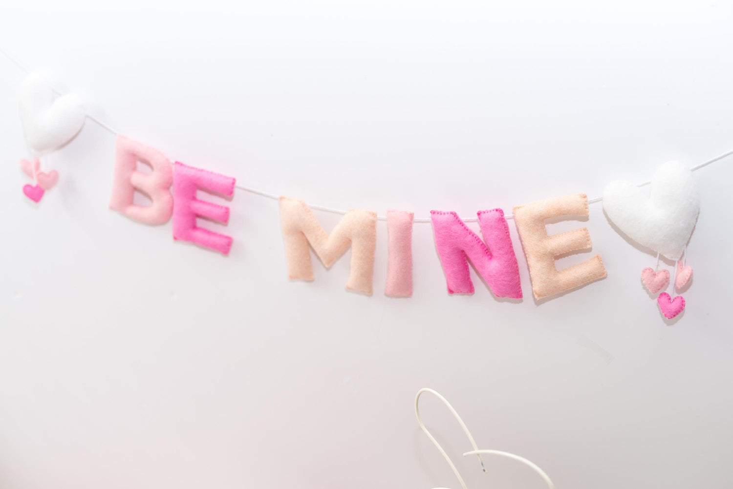 Pink Felt Be Mine Garland: Valentine Fireplace Mantel Decor