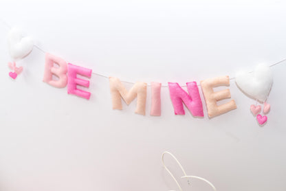 Pink Felt Be Mine Garland: Valentine Fireplace Mantel Decor