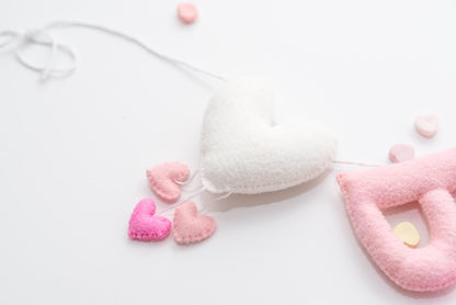 Pink Felt Be Mine Garland: Valentine Fireplace Mantel Decor