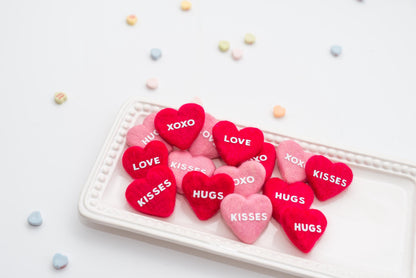 Sweetheart Felt Candy Hearts: Pink and Red Valentine Tiered Tray Decor