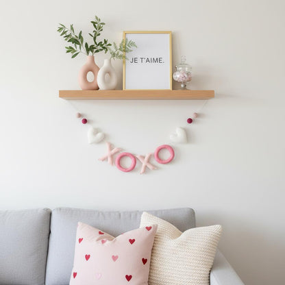 Pink XOXO Felt Letters Valentine Garland : Nursery Bookshelf Decor