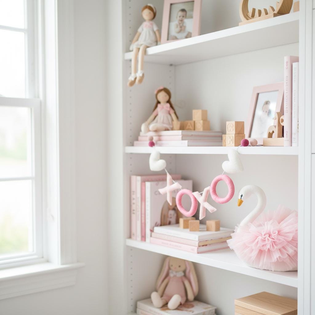 Pink XOXO Felt Letters Valentine Garland : Nursery Bookshelf Decor