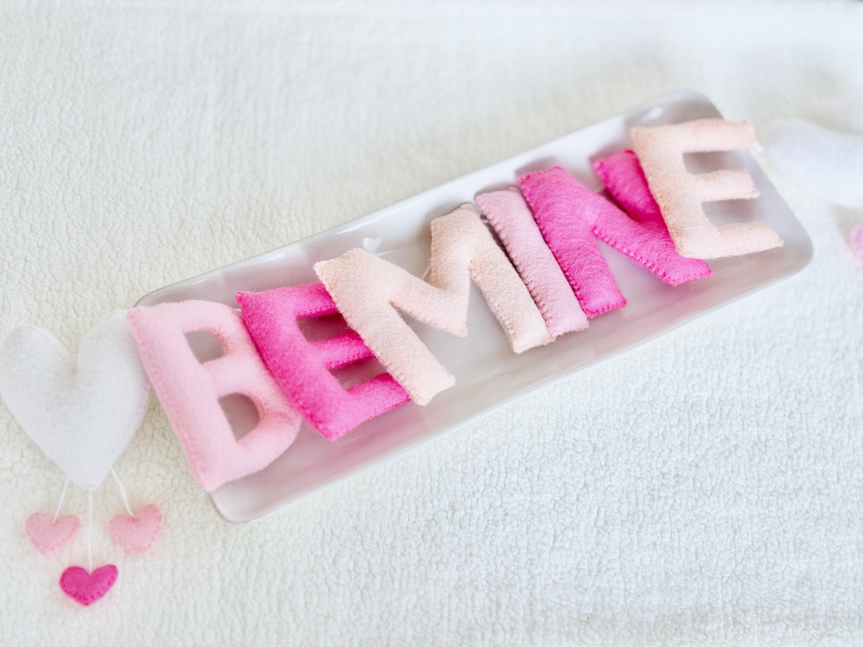 Pink Felt Be Mine Garland: Valentine Fireplace Mantel Decor