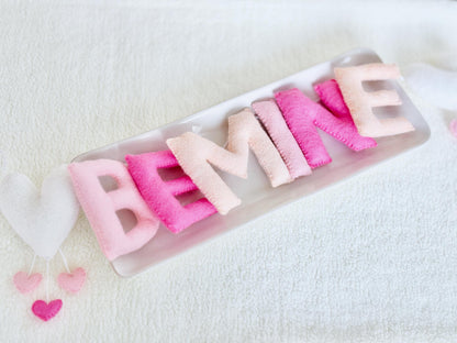 Pink Felt Be Mine Garland: Valentine Fireplace Mantel Decor