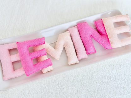 Pink Felt Be Mine Garland: Valentine Fireplace Mantel Decor
