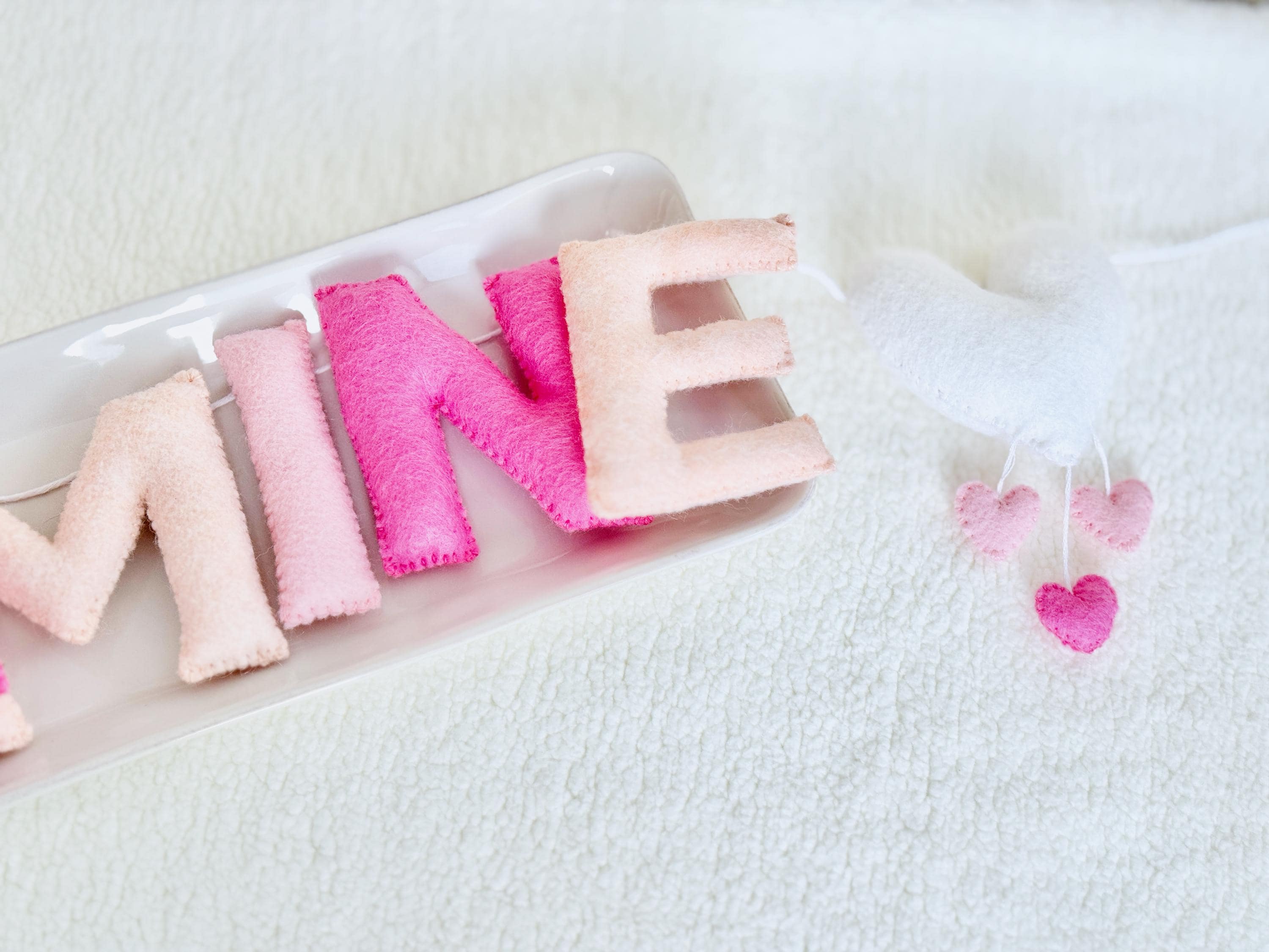 Pink Felt Be Mine Garland: Valentine Fireplace Mantel Decor