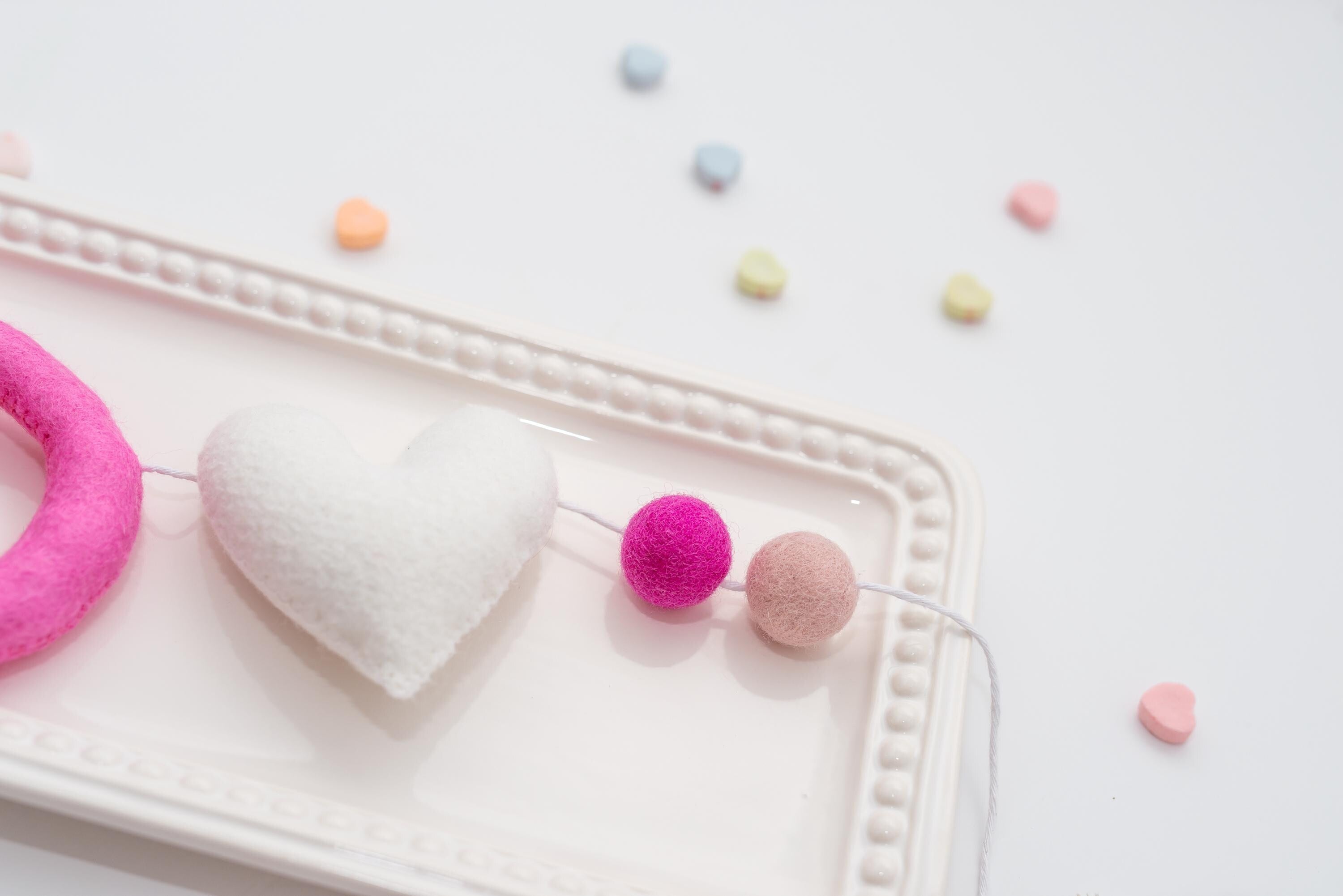 Pink XOXO Felt Letters Valentine Garland : Nursery Bookshelf Decor