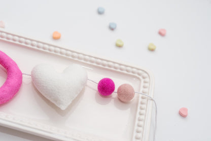 Pink XOXO Felt Letters Valentine Garland : Nursery Bookshelf Decor