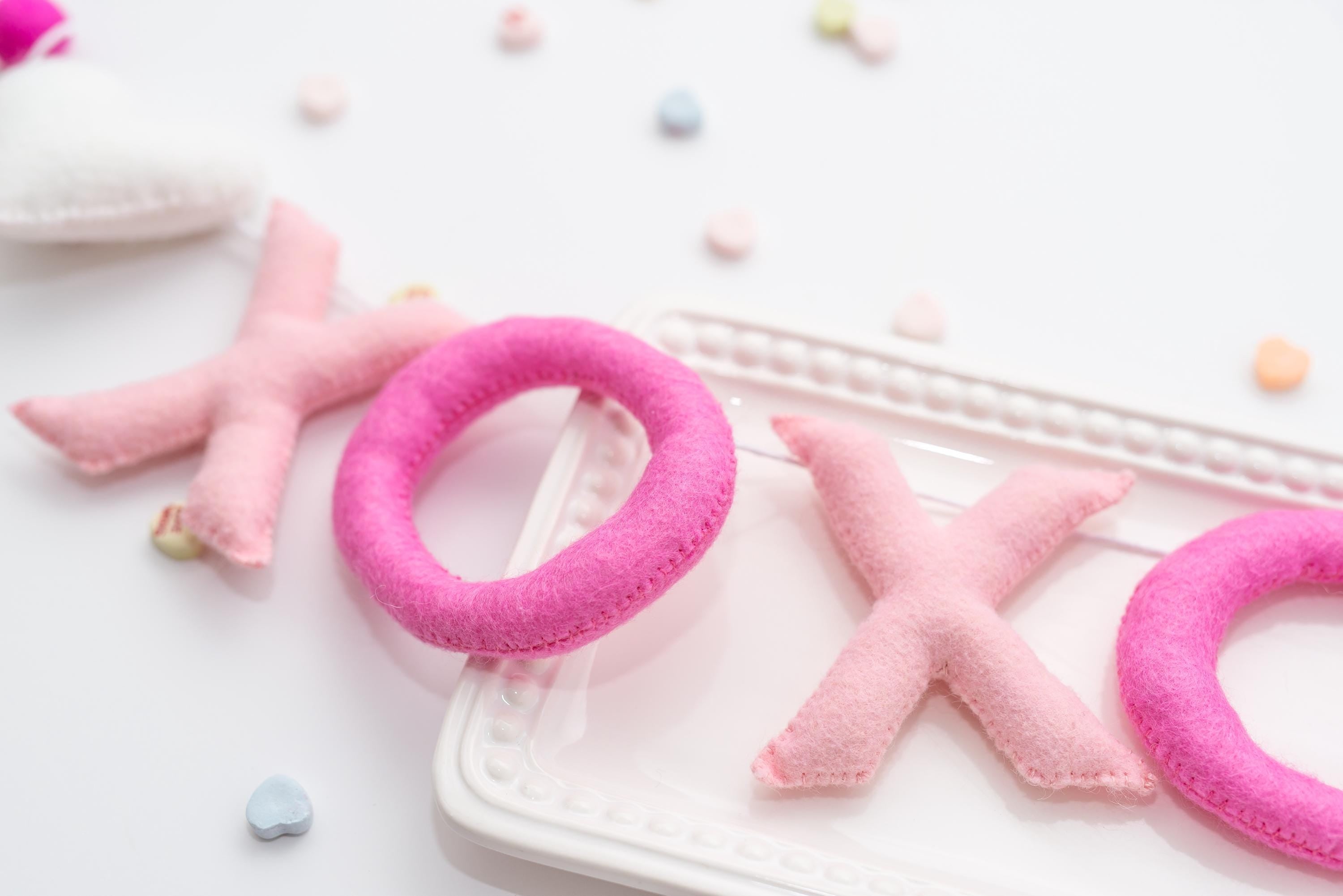 Pink XOXO Felt Letters Valentine Garland : Nursery Bookshelf Decor