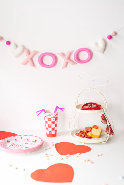 Pink XOXO Felt Letters Valentine Garland : Nursery Bookshelf Decor