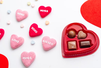 Sweetheart Felt Candy Hearts: Pink and Red Valentine Tiered Tray Decor