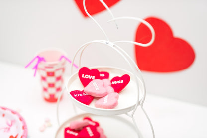 Sweetheart Felt Candy Hearts: Pink and Red Valentine Tiered Tray Decor