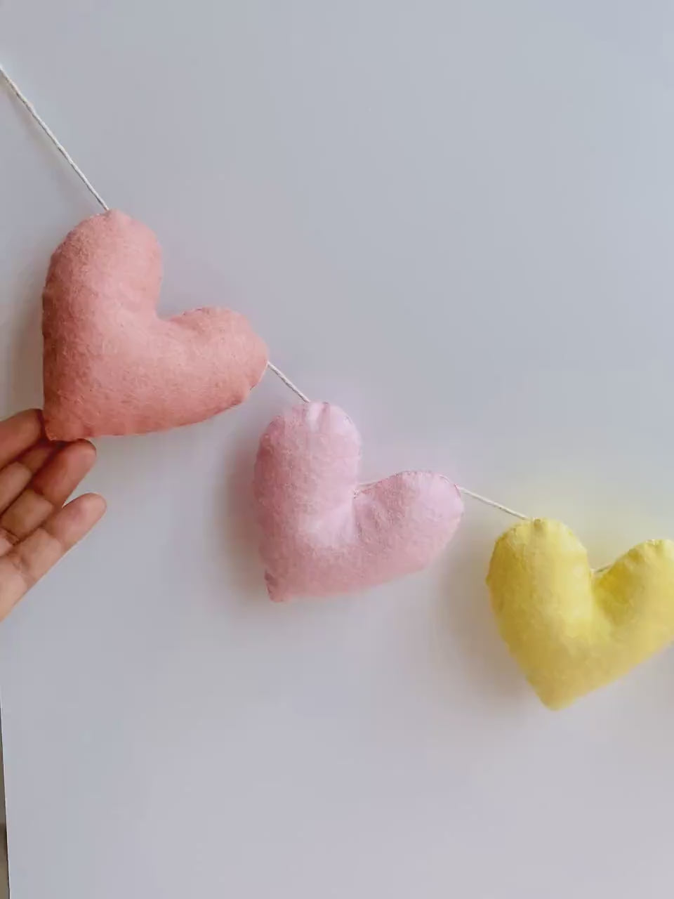 Valentine Garland, Pastel Rainbow Felt Garland, Felt Hearts, Heart Garland, Valentine Mantle Decor